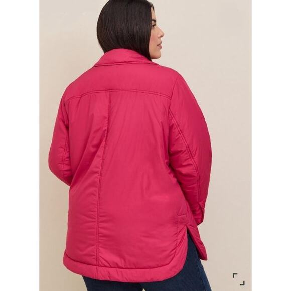 Torrid Jacket Women's 1X Puffer Coat Lightweight Packable Poly Down Pink Red NEW - Picture 4 of 12